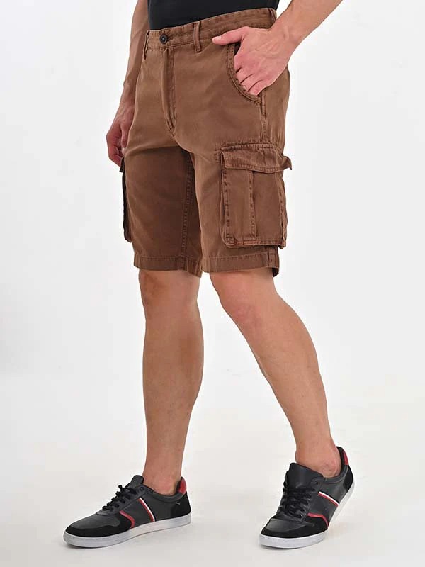 Indian Terrain Men's Regular Fit Solid Brown Shorts
